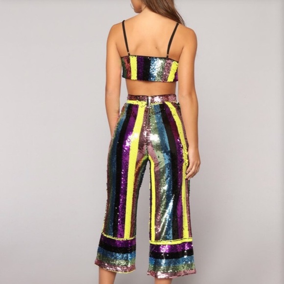 Fashio Nova Sequin Culotte Set - Picture 2 of 5